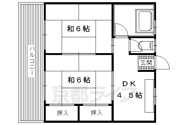 京阪電気鉄道鴨東線 神宮丸太町駅 徒歩7分 4階建 築54年(2K/4階)の間取り写真