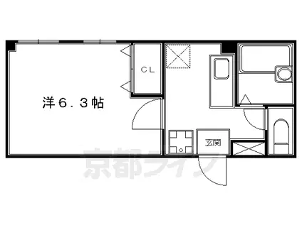 京都市烏丸線 松ケ崎駅(京都) 徒歩13分 3階建 築30年(1K/1階)の間取り写真