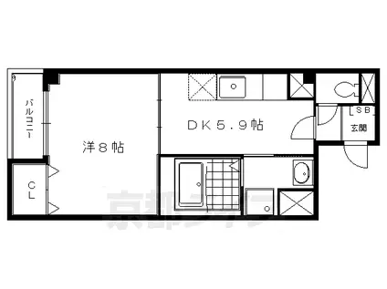 ウィズナスコート宝ヶ池(1DK/3階)の間取り写真