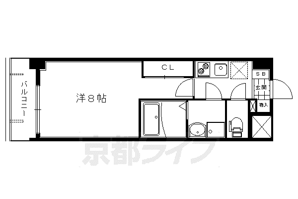叡山電鉄 修学院駅 徒歩1分 5階建 築19年(1K/1階)の間取り写真