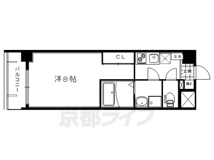 叡山電鉄 修学院駅 徒歩1分 5階建 築19年(1K/4階)の間取り写真