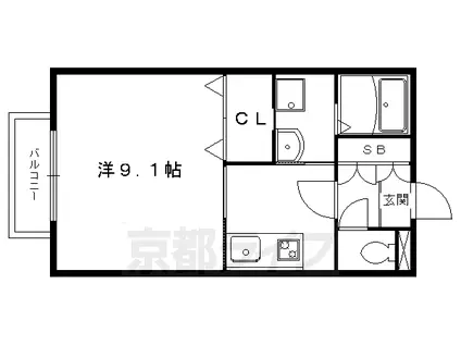 叡山電鉄 茶山・京都芸術大学駅 徒歩10分 2階建 築24年(1K/2階)の間取り写真