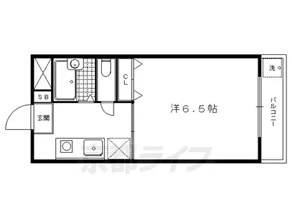 叡山電鉄 一乗寺駅 徒歩5分 3階建 築35年(1K/3階)の間取り写真