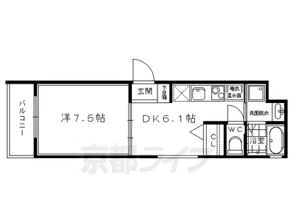 VIA鴨川東(1DK/3階)の間取り写真