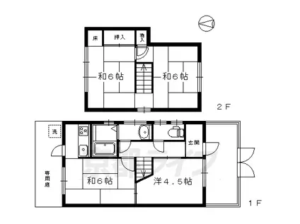 京阪電気鉄道鴨東線 出町柳駅 徒歩15分 2階建 築47年(4K)の間取り写真