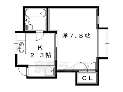 京都市烏丸線 松ケ崎駅(京都) 徒歩12分 2階建 築40年(1K/1階)の間取り写真
