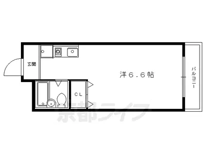 京都市烏丸線 鞍馬口駅 徒歩10分 3階建 築30年(1K/2階)の間取り写真