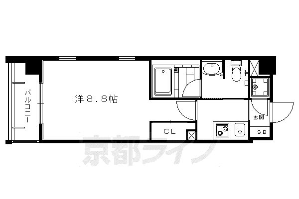 叡山電鉄 元田中駅 徒歩3分 5階建 築19年(1K/1階)の間取り写真