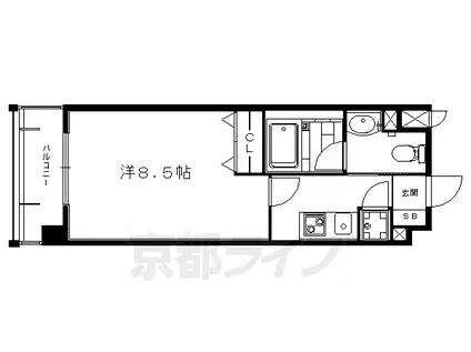 レジディア洛北(1K/1階)の間取り写真