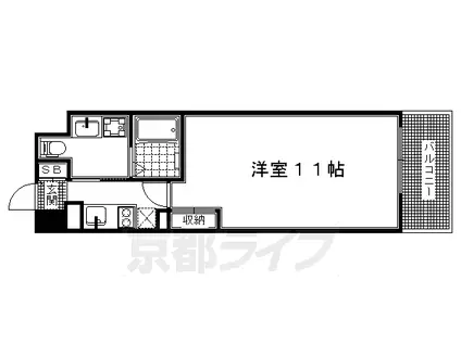 レジディア洛北(1K/2階)の間取り写真