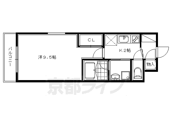叡山電鉄 一乗寺駅 徒歩4分 3階建 築19年(1K/3階)の間取り写真