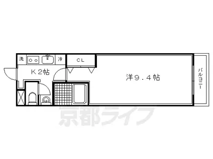 叡山電鉄 元田中駅 徒歩5分 5階建 築16年(1K/2階)の間取り写真