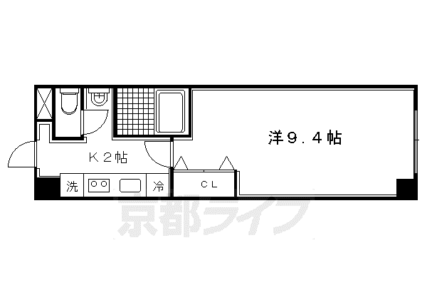 叡山電鉄 元田中駅 徒歩5分 5階建 築16年(1K/1階)の間取り写真