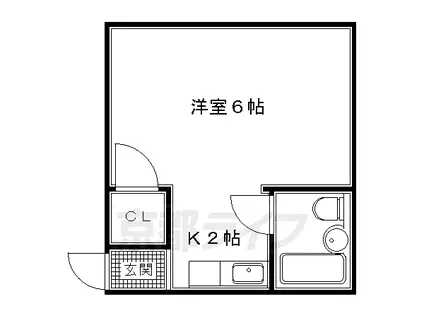 叡山電鉄 元田中駅 徒歩3分 2階建 築44年(1K/2階)の間取り写真