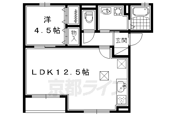 京阪電気鉄道鴨東線 神宮丸太町駅 徒歩17分 2階建 築19年(1LDK/1階)の間取り写真