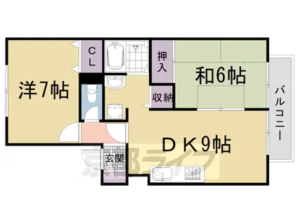 叡山電鉄 茶山・京都芸術大学駅 徒歩1分 2階建 築31年(2DK/2階)の間取り写真
