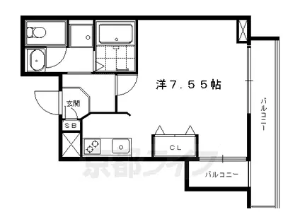シェーンブルン(1K/2階)の間取り写真