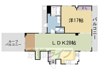 京都市東西線 東山駅(京都) 徒歩10分 5階建 築46年(1LDK/5階)の間取り写真