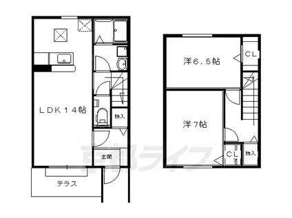 ドミールグランシャリオ(2LDK/1階)の間取り写真