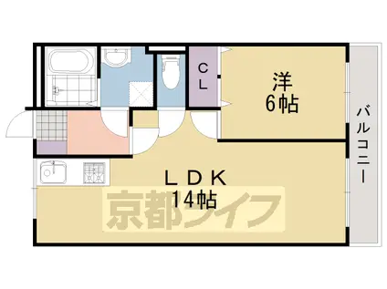 阪急電鉄京都線 大山崎駅 徒歩9分 3階建 築54年(1LDK/3階)の間取り写真