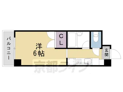 阪急電鉄京都線 大宮駅(京都) 徒歩9分 5階建 築31年(1K/3階)の間取り写真
