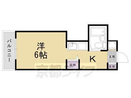 京都市東西線 西大路御池駅 徒歩10分 4階建 築32年(ワンルーム/3階)の間取り写真