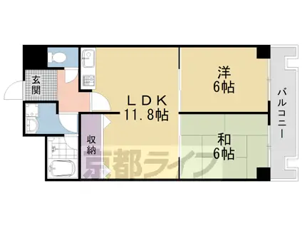 嵯峨ハイツ(2LDK/6階)の間取り写真