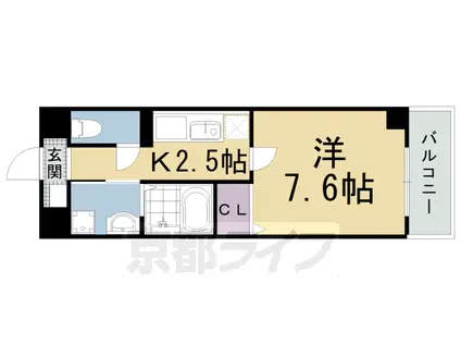 阪急電鉄京都線 西院駅(阪急) 徒歩4分 7階建 築19年(1K/6階)の間取り写真