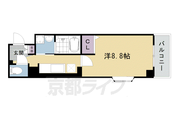 阪急電鉄京都線 西院駅(阪急) 徒歩4分 7階建 築19年(1K/2階)の間取り写真