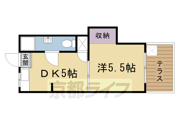 山陰本線 嵯峨嵐山駅 徒歩4分 2階建 築60年(1K/1階)の間取り写真
