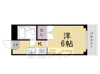 ウイング嵐山(1K/2階)の間取り写真