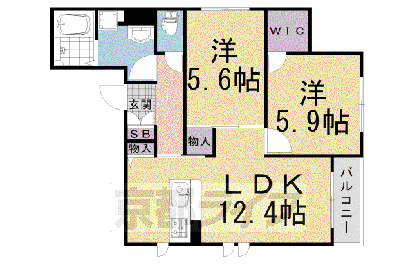 シャーメゾンちきりや壬生(2LDK/2階)の間取り写真