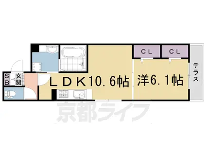 山陰本線 花園駅(京都) 徒歩5分 3階建 築5年(1LDK/1階)の間取り写真