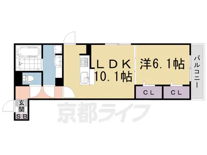 山陰本線 花園駅(京都) 徒歩5分 3階建 築5年(1LDK/3階)の間取り写真