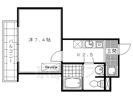 阪急電鉄京都線 西院駅(阪急) 徒歩9分 3階建 築19年(1K/2階)の間取り写真