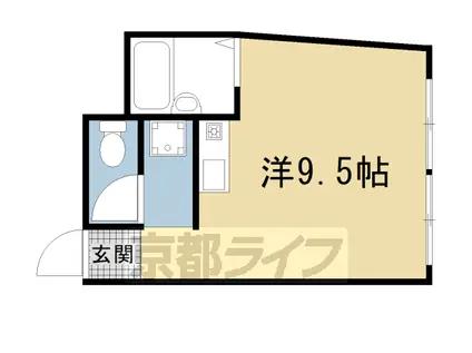 京福嵐山本線 帷子ノ辻駅 徒歩2分 3階建 築54年(ワンルーム/2階)の間取り写真