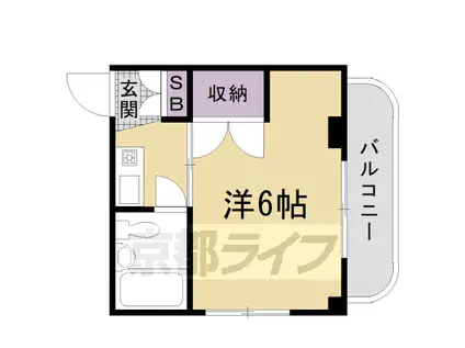 京都市東西線 西大路御池駅 徒歩7分 4階建 築39年(1K/4階)の間取り写真