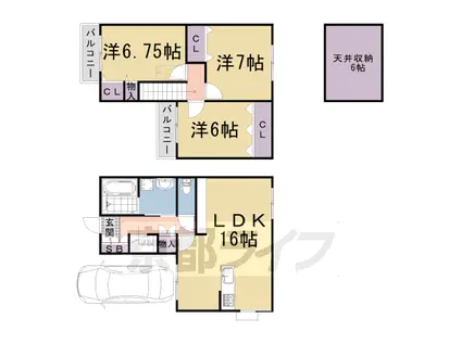 阪急電鉄嵐山線 松尾大社駅 徒歩7分 2階建 築6年(3LDK)の間取り写真