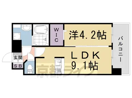 阪急電鉄京都線 西院駅(阪急) 徒歩11分 6階建 築4年(1LDK/6階)の間取り写真