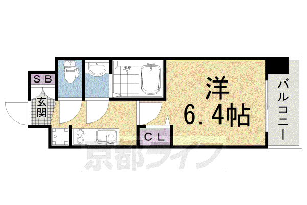 阪急電鉄京都線 西院駅(阪急) 徒歩11分 6階建 築5年(1K/4階)の間取り写真