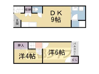 山陰本線 嵯峨嵐山駅 徒歩5分 2階建 築50年(2LDK)の間取り写真