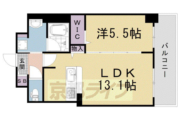 阪急電鉄京都線 西京極駅 徒歩8分 6階建 築4年(1LDK/2階)の間取り写真