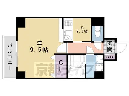 京都市東西線 西大路御池駅 徒歩5分 6階建 築18年(1K/5階)の間取り写真