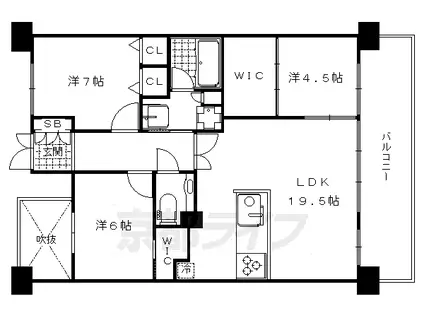 京都市東西線 太秦天神川駅 徒歩7分 7階建 築19年(3LDK/6階)の間取り写真