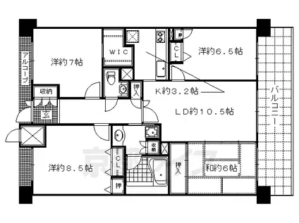 京都市東西線 太秦天神川駅 徒歩7分 7階建 築19年(4LDK/3階)の間取り写真