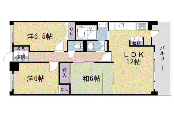 京都市東西線 太秦天神川駅 徒歩7分 7階建 築19年(3LDK/4階)の間取り写真