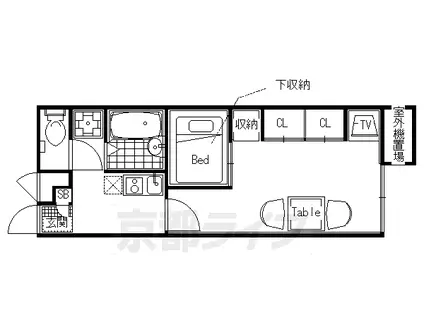阪急電鉄嵐山線 松尾大社駅 徒歩13分 2階建 築27年(1K/1階)の間取り写真