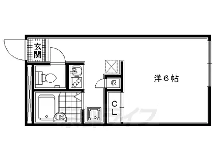 山陰本線 丹波口駅 徒歩9分 2階建 築28年(1K/2階)の間取り写真