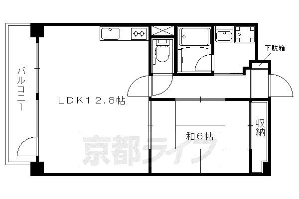 阪急電鉄京都線 大宮駅(京都) 徒歩7分 6階建 築32年(1LDK/2階)の間取り写真