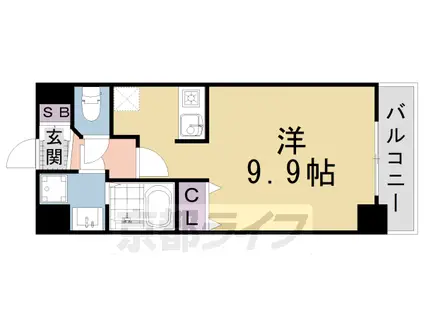 ライジングコート京都西院フロンティアⅡ(1K/11階)の間取り写真